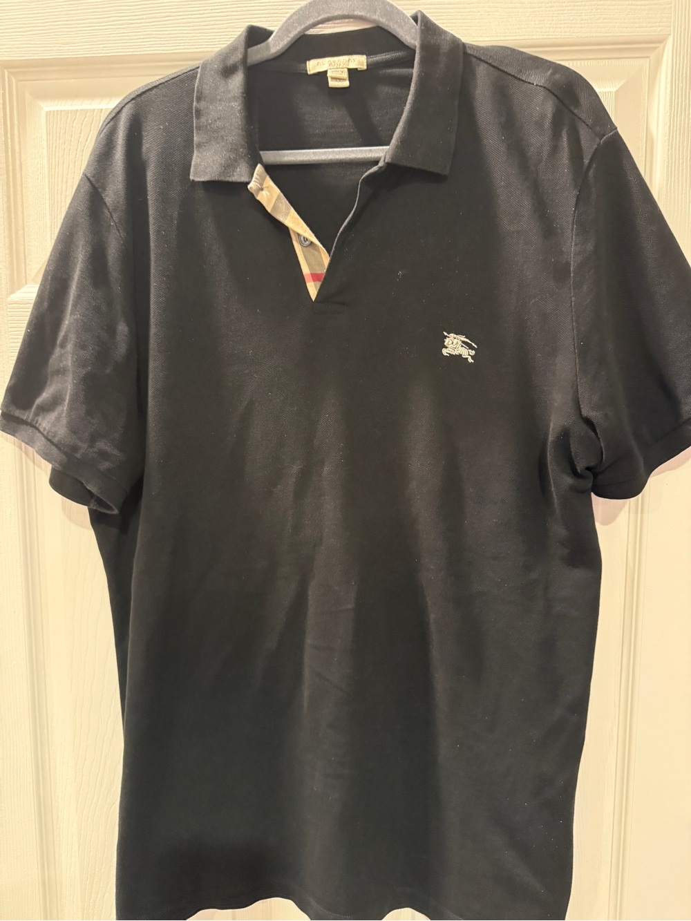 Burberry Black Polo with Signature Check Placket